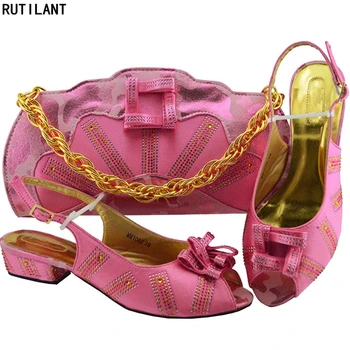 

New Fashion Italian Shoes and Bags To Match Shoes with Bag Set Decorated with Appliques Matching Shoes and Bag Set for Wedding