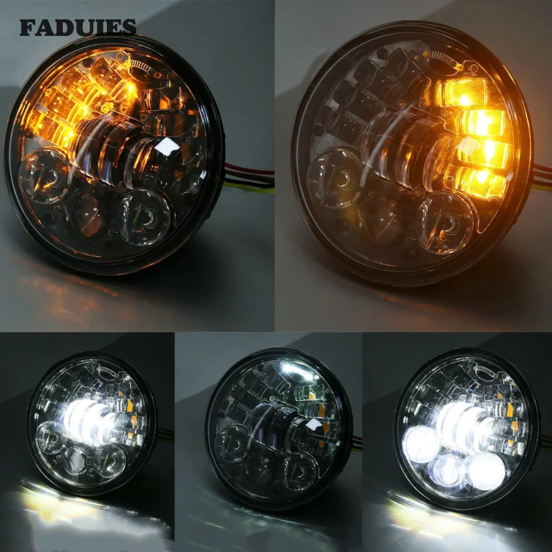 Фары FADUIES светодиодные Черные для мотоцикла 5 75 дюйма H4 Harley Sportsters XL XG XR VRSCD Dyna| |