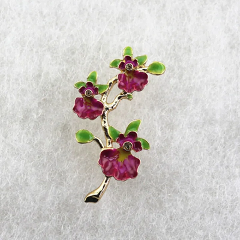 

Fashion new personality brooch sweater coat accessories drop oil color branch flower brooch