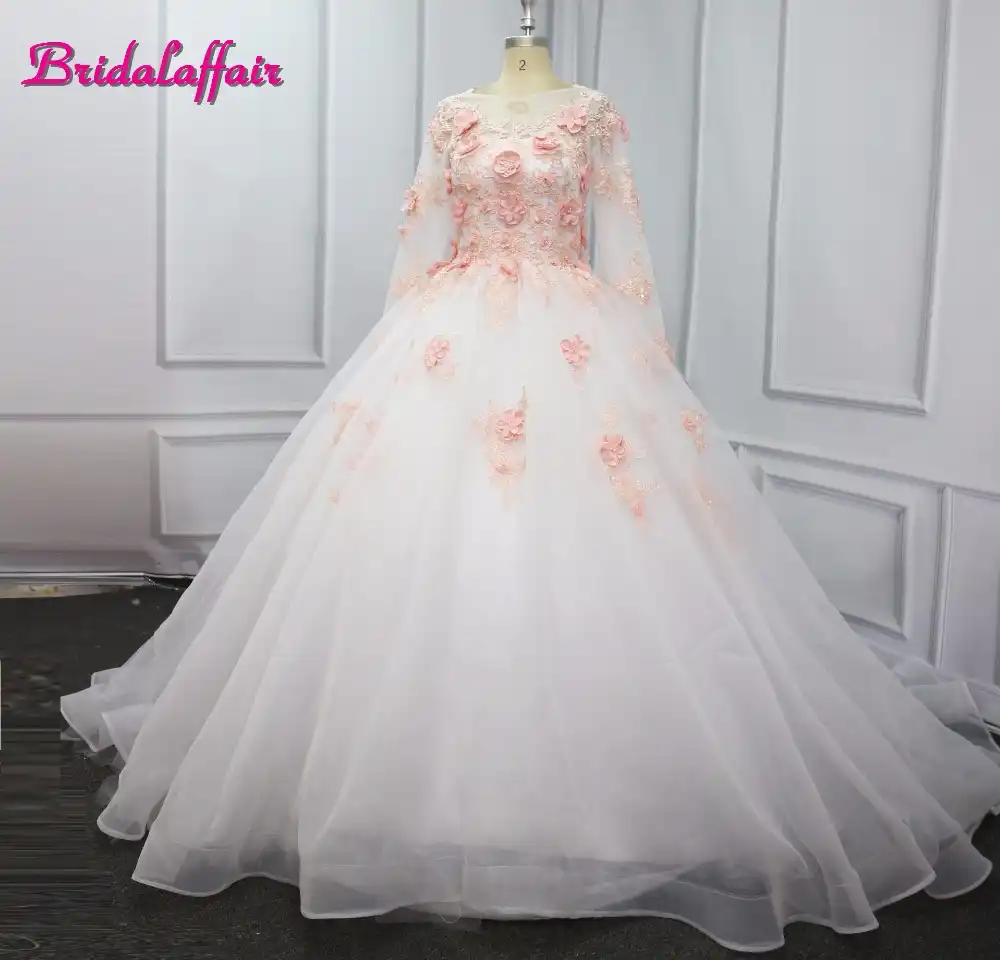 New Ball Gown Wedding Dresses 2018 Real Photo 3d Floral Handmade