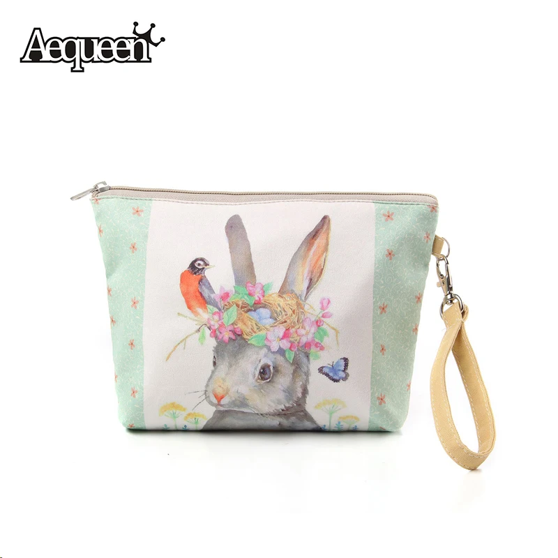 New Big Size Women Cosmetic Case Make Up Bags Travel Flower Floral Canvas Zipper Simple Casual Girl Lady Pouch Storage Organizer