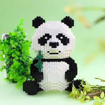

Children's assembled panda toys new building blocks toys diy development panda building blocks toys