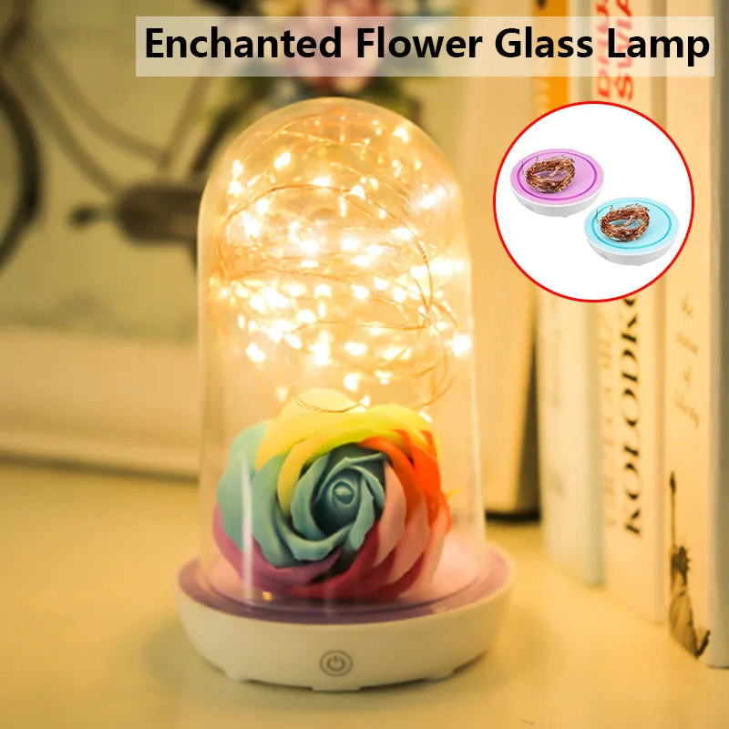 

Smuxi Night Light Flower Bottle C reative Romantic Rose Bulb Enchanted LED Flower Lamp Great Holiday Gift For Girl USB Charging