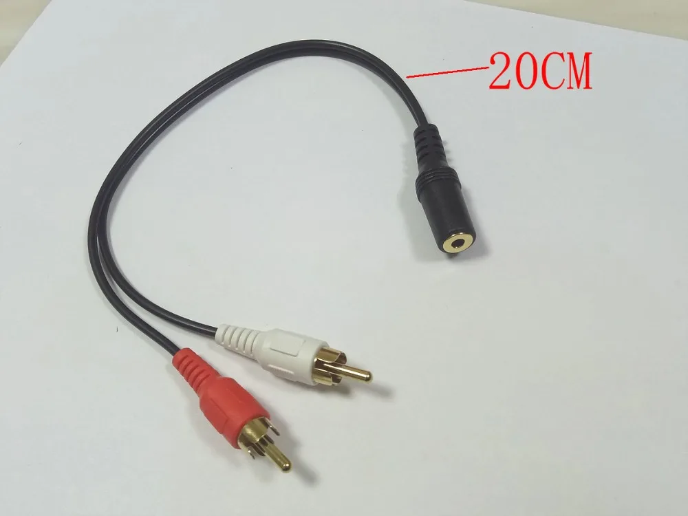 100PCS 3.5mm Stereo Aux Female to AV 2 RCA Male Music Audio Cable 20CM