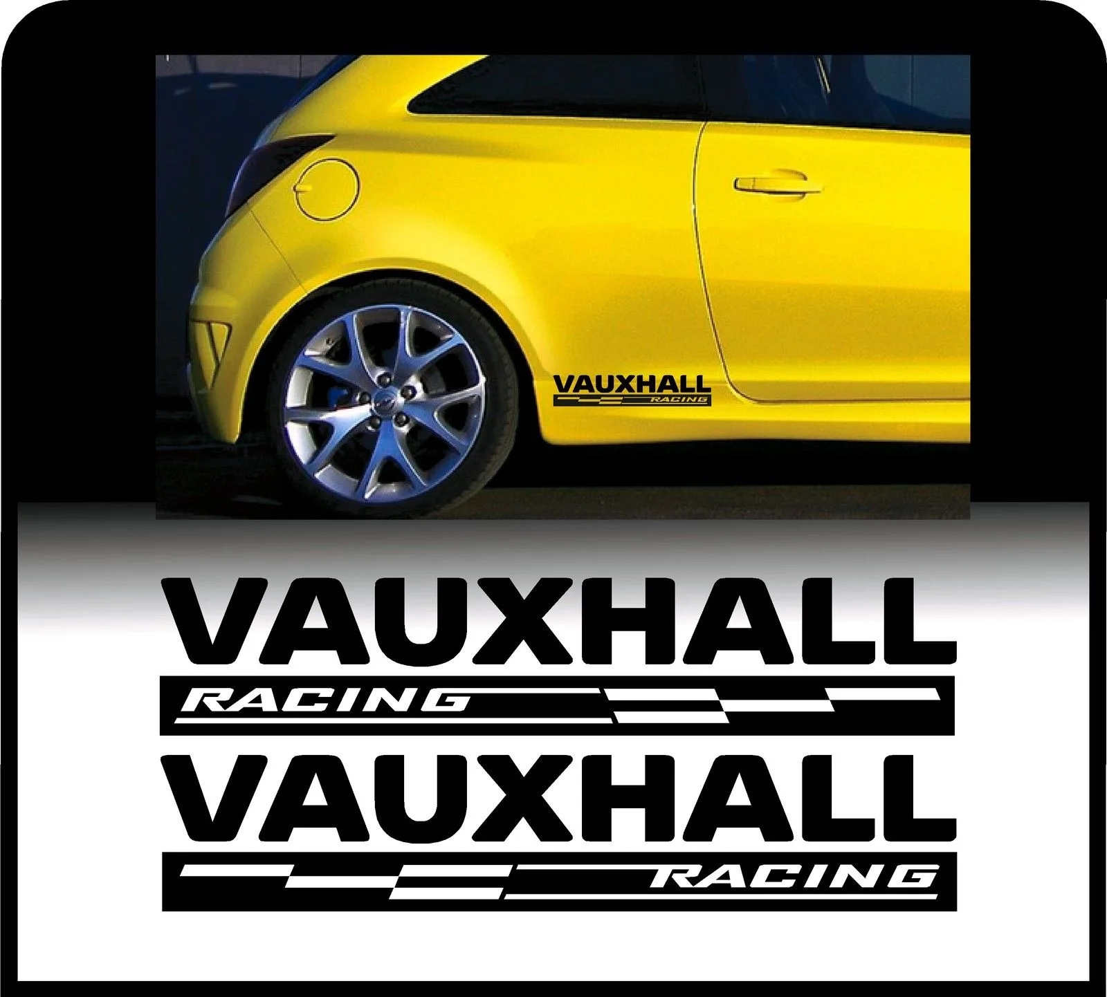 

For 2Pcs/Pair For VAUXHALL RACING CHECKS Body Panel -Vinyl Car Sticker Decal Corsa Astra