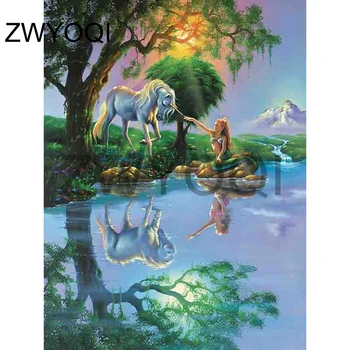 

Full Round Diamond mosaic girl unicorn 5D DIY Diamond painting Full Square Diamond embroidery Cross stitch Teenage girl unicorn
