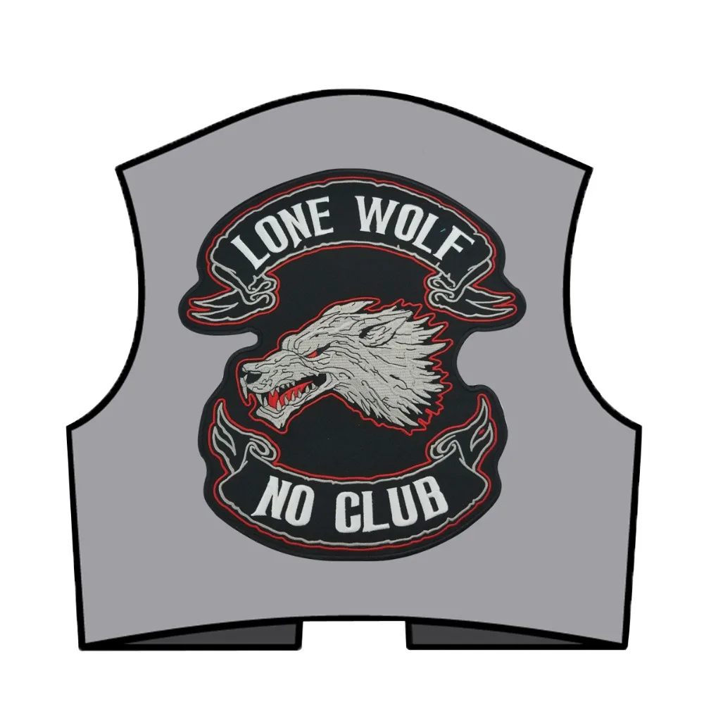 Lone Wolf No Club байкерские нашивки для мотоциклистов, мотоциклетная куртка клуба, нашивка на спине, на заказ, большой размер, куртка, жилет, панк-рок значок