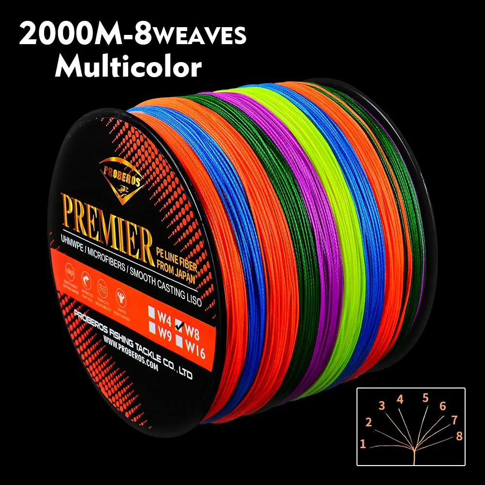 Proberos Fishline 300M&500M&1000M Fishing Line Green/Gray/Blue/Red/Yellow  Color 4 Stand braided line 6LB