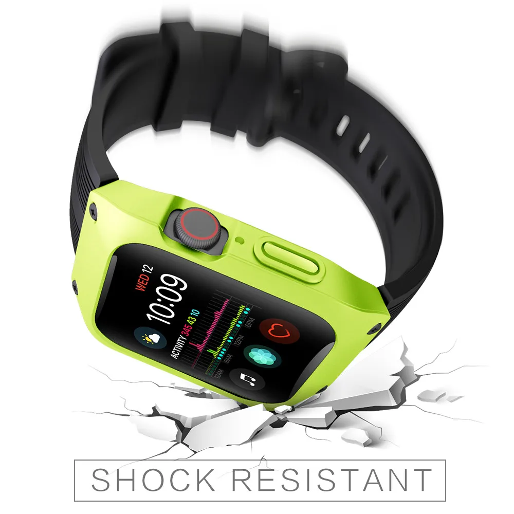 Роскошный силиконовый ремешок с чехол для наручных часов Apple Watch, версии 5 4 3 40/44/38 мм/42 мм спортивные противоударный браслет ударопрочный ремень