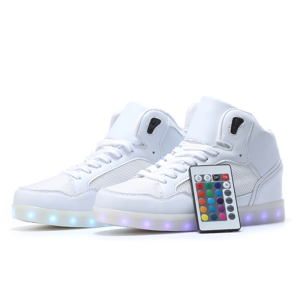 Large size High top LED Shoes with remote control Light Up neon basket