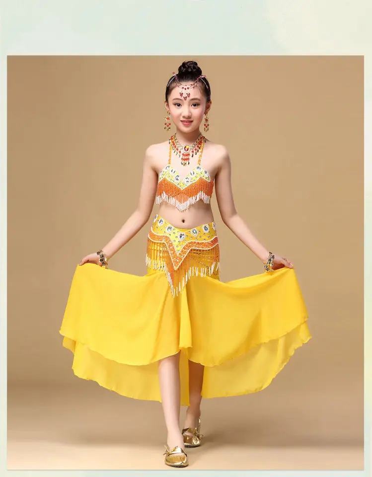 2018 Новый Высокое качество Дети танец живота костюмы 5 цветов для девочек танец живота наряд костюм Одежда Multi-1 предмет
