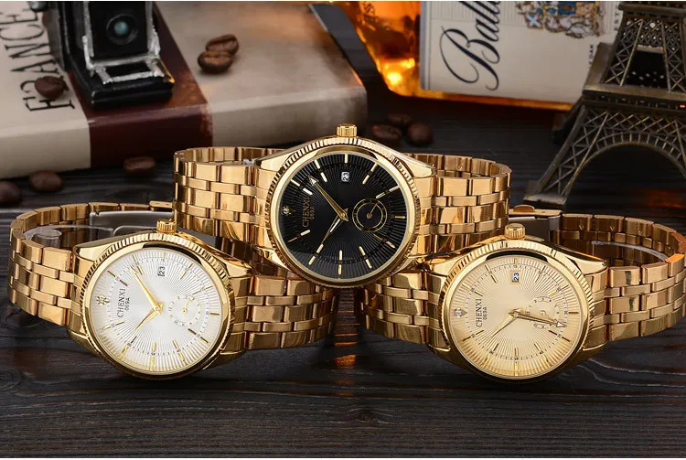 CHENXI Gold Watch Men Watches Top Brand Luxury Famous Wristwatch Male Clock Golden Quartz Wrist Watch Calendar Relogio Masculino - Image 2
