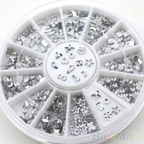 

Transparent Diamante Rhinestone Crystal Nail Art Decal Tips Glitters Stickers 4CVE