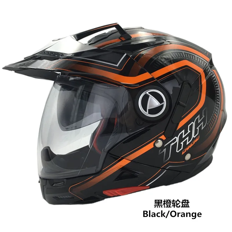 THH TS45 Мути-функциональный шлем для мотокросса с двойными линзами мотоциклетный шлемы для KTM оранжевый Полнолицевой полуоткрытый шлем - Цвет: black orange