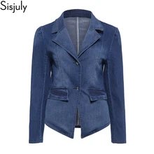 Sisjuly, темно-синяя джинсовая куртка, пальто для женщин, весна-зима, размера плюс, панк, мотоциклетная, офисная, для женщин, для работы, короткая верхняя одежда, джинсовые пальто