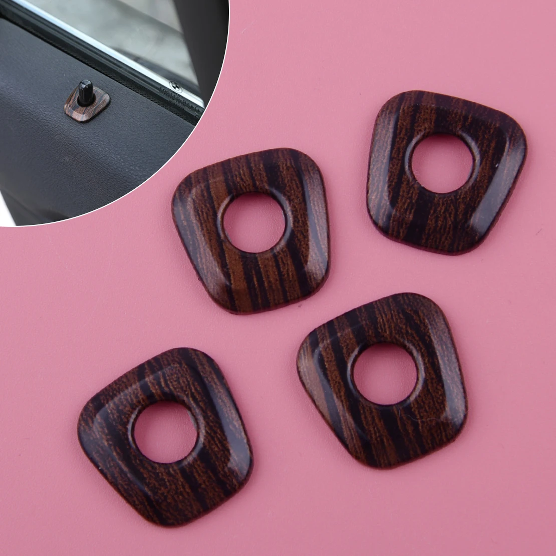 

4pcs/set Wooden Pattern Interior Door Lock Knob Pin Cover Button Trim fit for BMW X1 F48 2016 2017 2018 2019