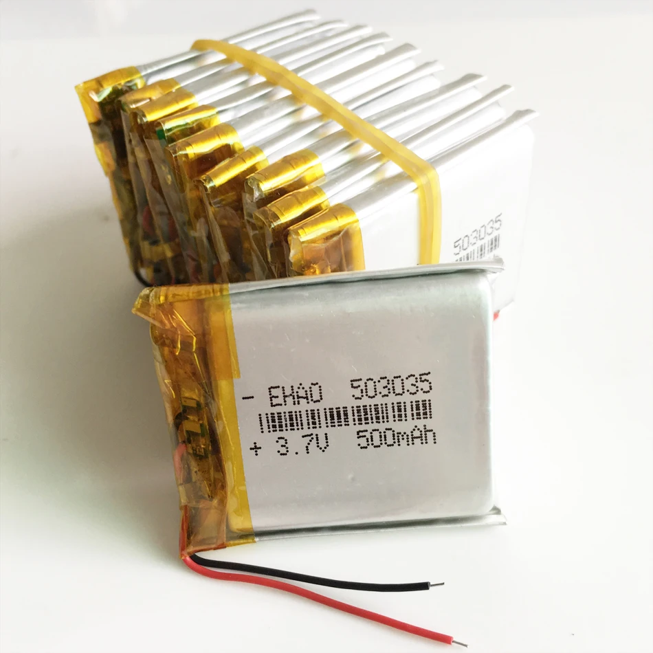 

Wholesale 10 pcs 3.7V 500mAh 503035 Lithium Polymer LiPo Rechargeable Battery For Mp3 Mp4 PAD DVD DIY E-book bluetooth