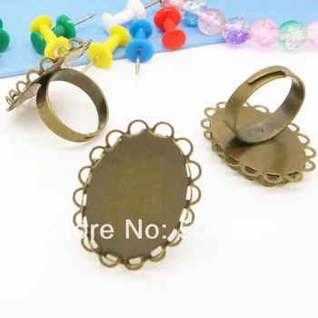 

Free Ship!! 100pcs/lot Antique Bronze Double Lace 18x25mm Adjustable Ring Bases Cabochon Bezel Blank Rings