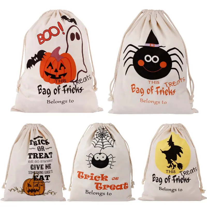 

Drawstring Gift Bag Christmas Canvas Santa Sack 12 Styles Personalized Halloween Bag