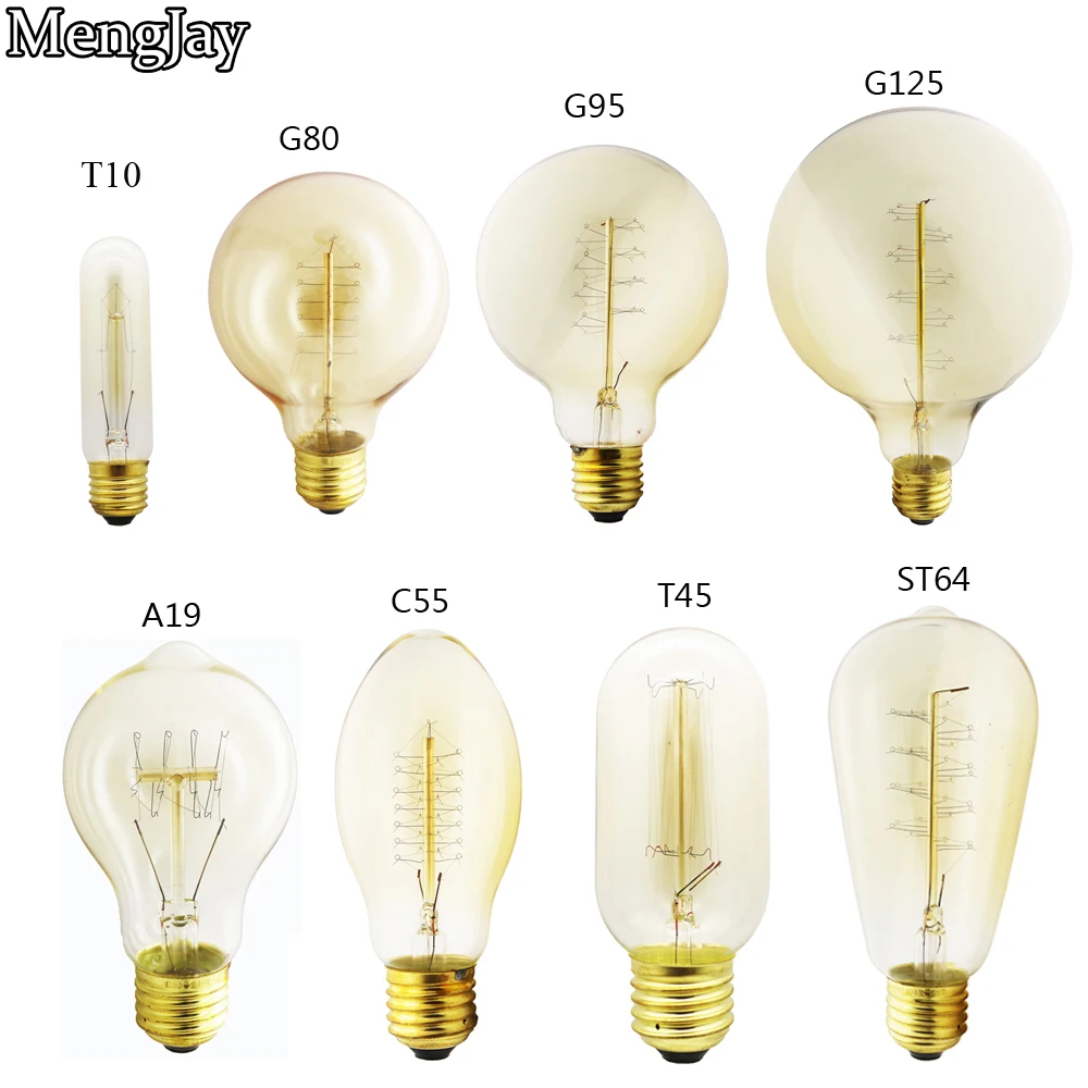 Лампа накаливания E27 40 Вт ST64 A19 T45 G80 G95 G125 220 В|retro edison|edison bulbedison light bulb |