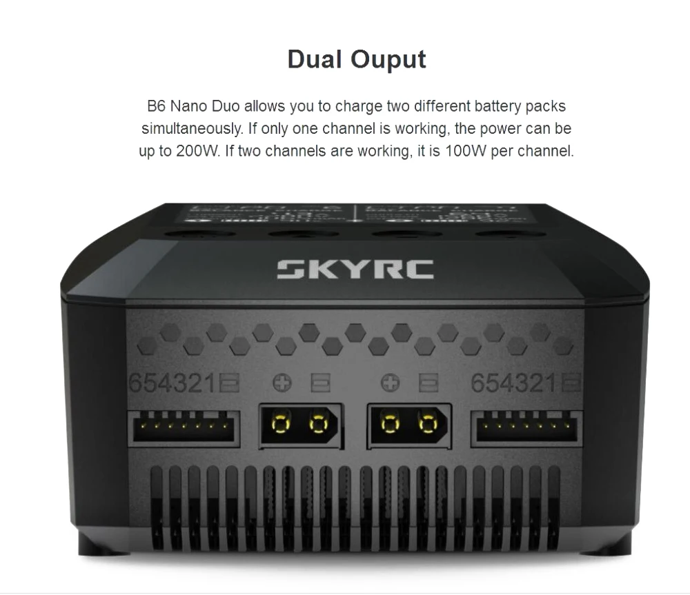 1 шт. Origina SKYRC B6 Nano Duo 2X100 Вт 15A AC Bluetooth интеллектуальное зарядное устройство и зарядное устройство Dis поддержка небесное зарядное устройство