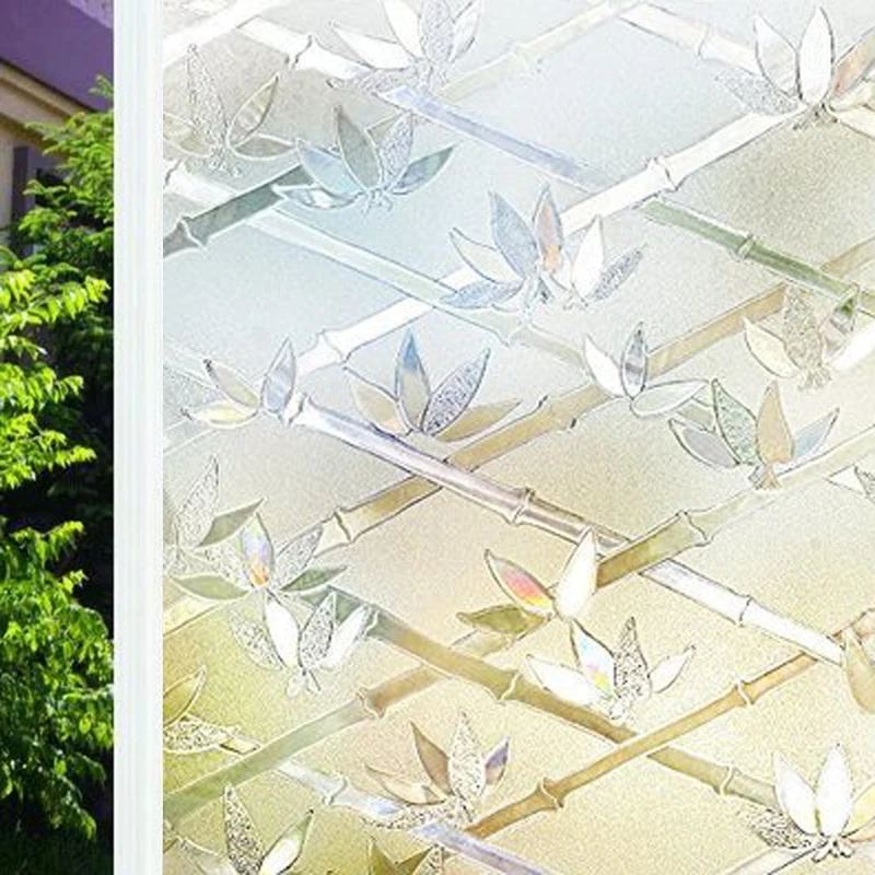 

45x200cm 3D Privacy Window Film Static Decorative Film Non-Adhesive Heat Control Anti UV Vinyl Self-adhesive Window Sticker