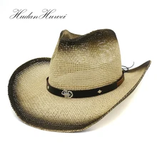 Модные черные ковбойские бумажные соломенные шляпы с металлическим декором скорпиона из кожи Панама с широкими полями пляжная кепка Панама