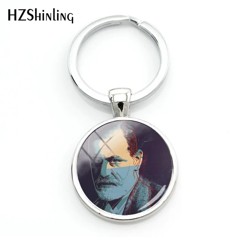 Модный zigmund Freud брелок для ключей psychoansis Брелок Серебряный Круглый купол стеклянный брелок ручной работы для женщин - Цвет: 1
