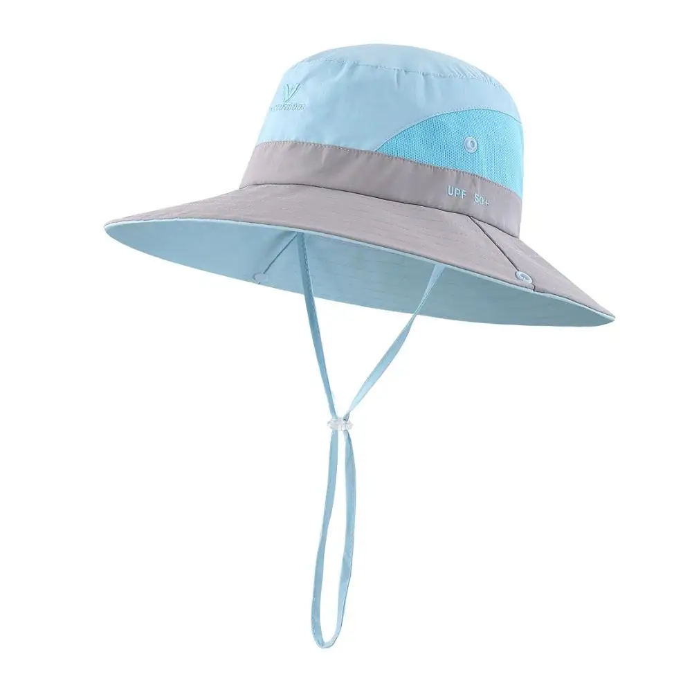 Женская наружная UPF50+ широкая шляпа с защитной сеткой, шляпа от солнца с ремешком, быстросохнущая