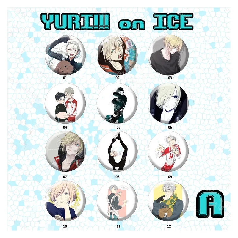 1 шт. 58 мм значок аниме Yuri on Ice! Русский плюсецкий Victor Nikiforov Katsuki Ice Pin Брошь рюкзак с
