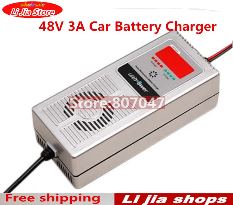 

free shipping 48V 3A Car Battery Charger Intelligent Reverse Pulse Charging Desulfation Auto Vehicle Battery Maintence