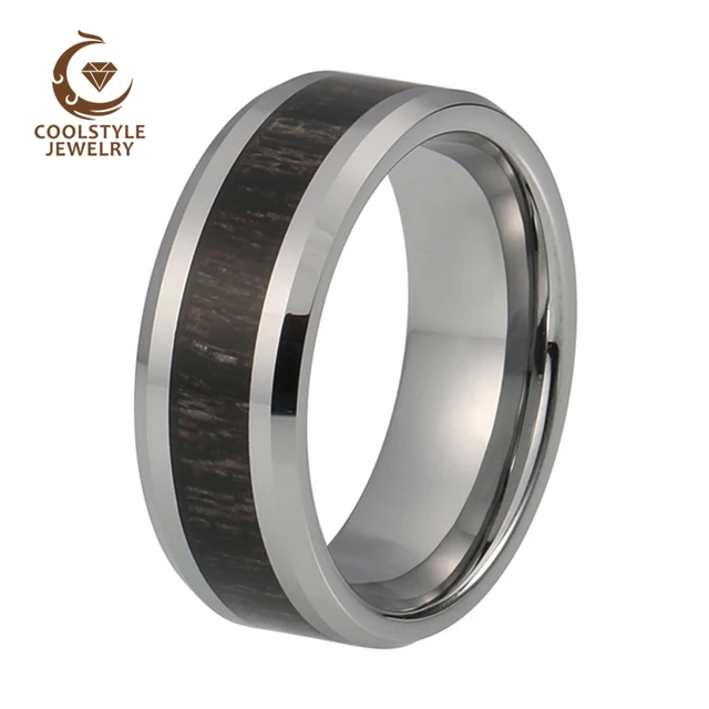 Aliexpress Natural 8mm Men S Womens Tungsten Carbide Ring Natural 8mm Men S Womens Tungsten Carbide Ring Black Wood Inlay Wedding Band Fashion Finger Size