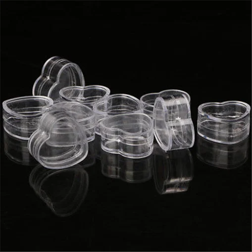 100 шт прозрачные пластиковые коробки для крема в форме сердца, косметический чехол, прозрачный контейнер для макияжа