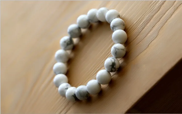 Natural White Howlite Stone Bead Bracelets Men and Women Girls Stone Bracelet