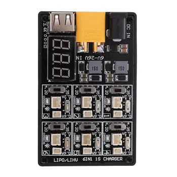 

6 In 1 12V 1S 3A XT60 1.25 LiHV Lipo Battery Charging Board Charger Card for RC Drone Spare Parts Accessories Hardware