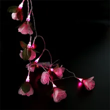 1,65 м 10 Светодиодный светильник-гирлянда из розового волокна с розовым цветком для романтического святого Валентина, Свадебная вечеринка, украшение дома, лампа, сказочные огни
