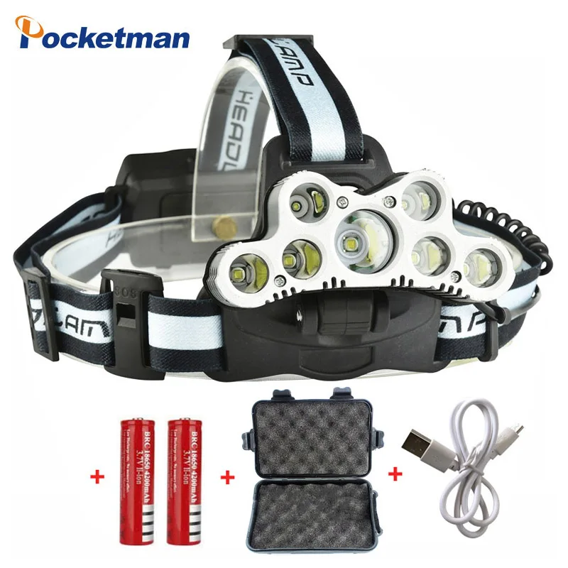 

Super 45000LM 9 LED Led Headlamp USB Headlight head flashlight torch XM-L T6 head lamp rechargeable for 18650 battery
