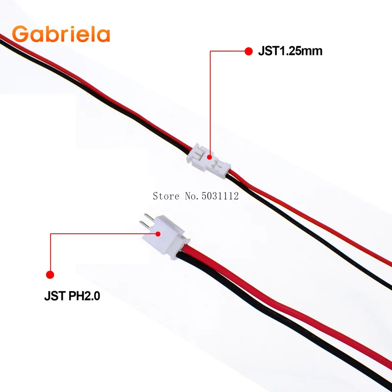20 пар Micro JST PH 2,0 2-контактный разъем Вилки Мужской и Женский каблук 10 см красного и черного цветов силиконовый кабель провода и разъемы