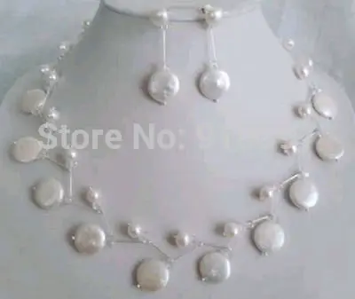 

LHX54015S>>>Jewelry freshwater coin pearl necklace & earring