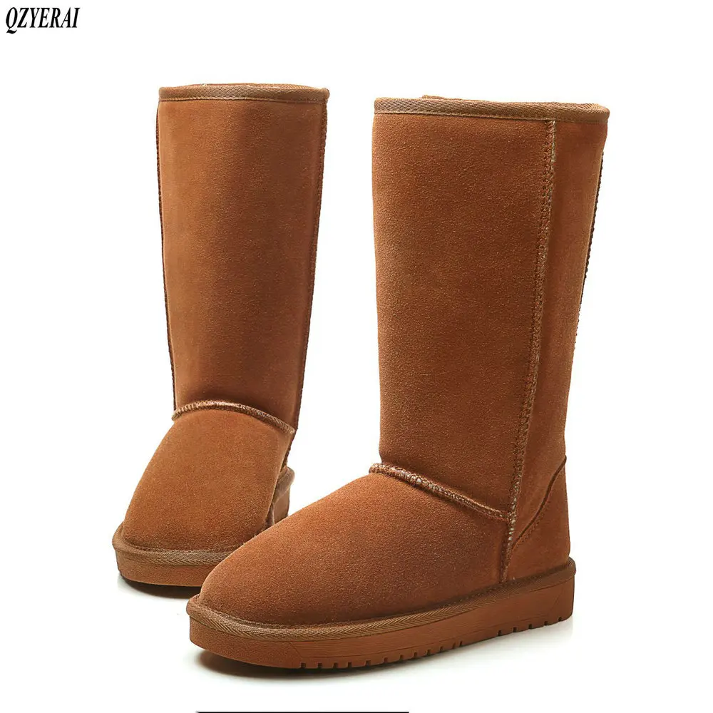 

QZYERAI New arrival winter warm women wool fur integral 100% cowhide flat snow boots women boots woman shoes size 34-43