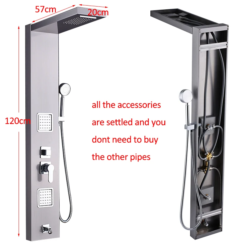 UK Nickel Digital Screen Shower Panel Massage Jets Hand Shower Mixer Faucet Set