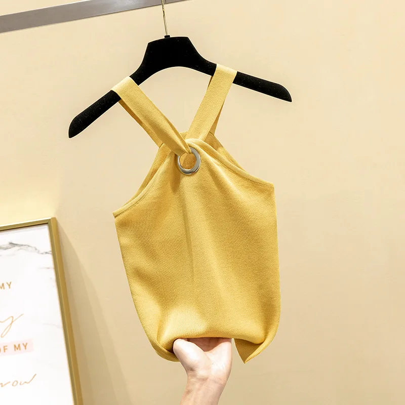 

Strapless sleeveless knitted camisole female 2019 summer sexy Slim Tank top