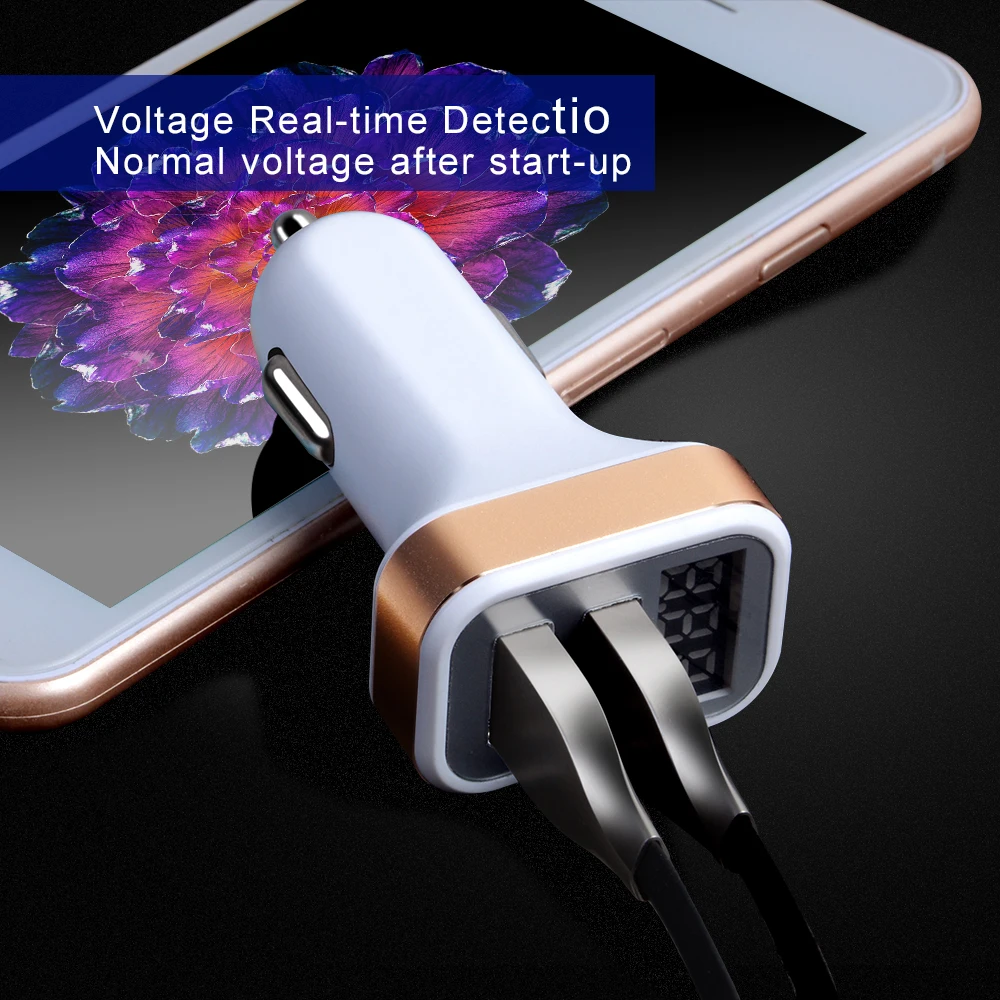 LED Red Digital Display Dual USB Car Charger For iPhone X Xiaomi Samsung S8 Voltage Monitoring Fast Phone Charging Universal (6)