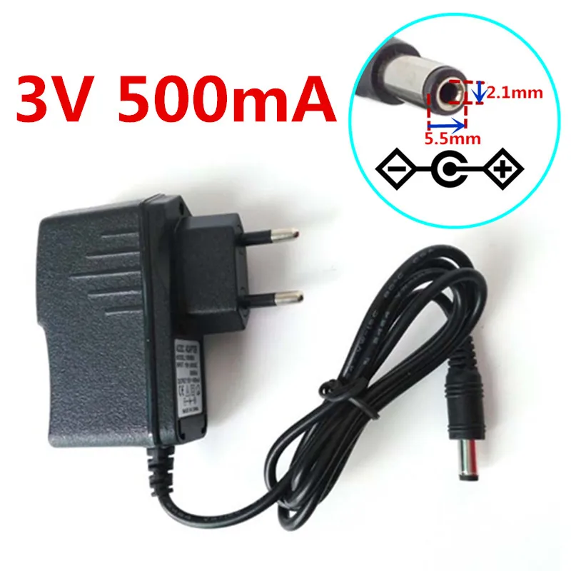 AC Adapter DC 3V 800mA Switching Power Supply Charger EU plug 5.5mm x 2.1mm 0.8A