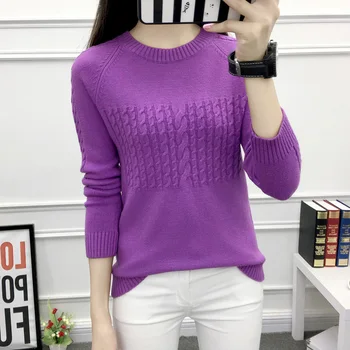 

2019 The fall of the new Korean women loose sweater all-match set of pure low twist knitted shirt head