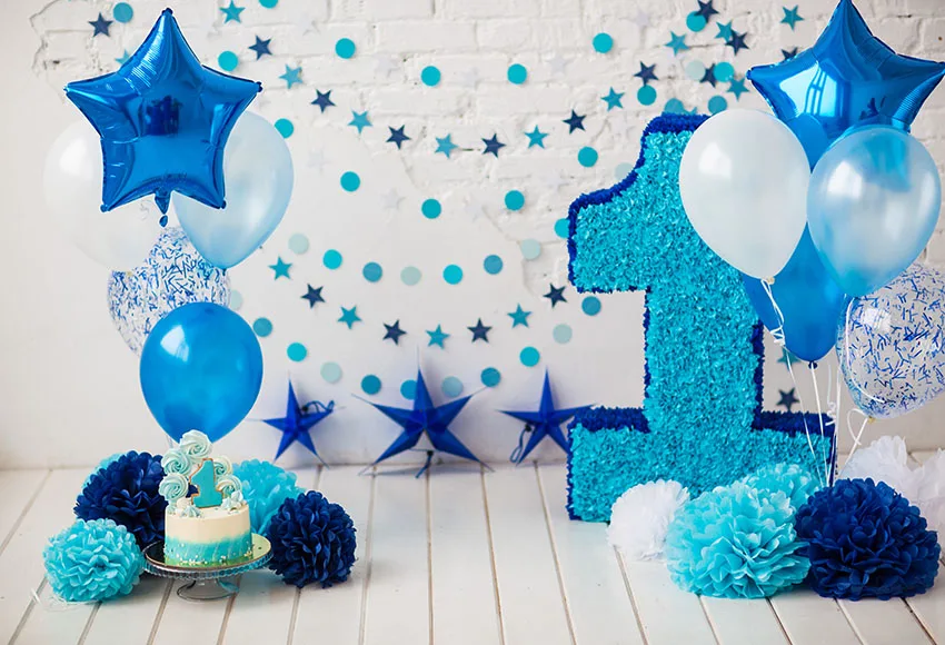 Фотографии фонов 1st день рождения smash воздушный шар в виде торта украшения задний план дети Фон на день рождения фото фон - Цвет: Небесно-голубой