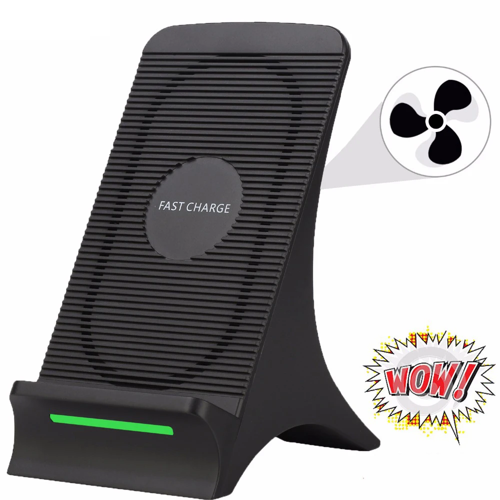 Qi Wireless Charger+Fan Fast Wireless Charging For Samsung Galaxy Note 9 S9/S9 Plus Huawei Mate 20 Pro Fast Wireless Charging