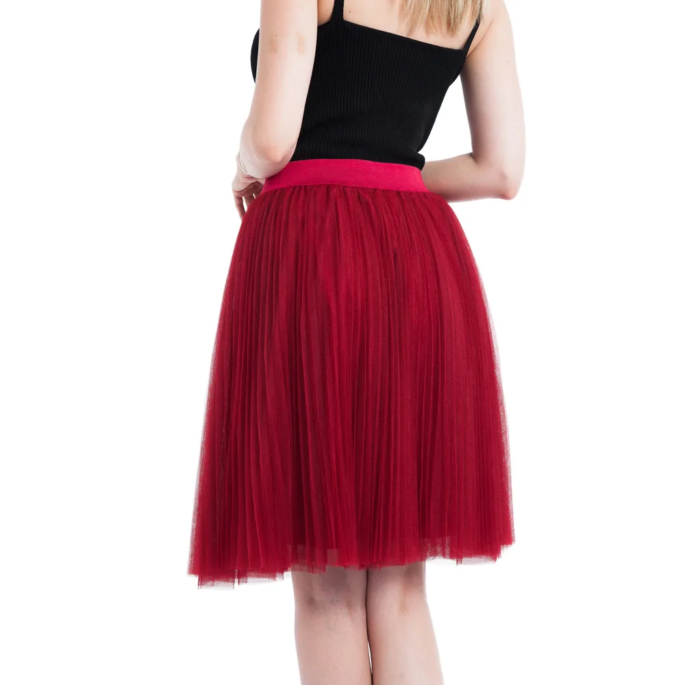 Лидер продаж Для женщин 4-х слойная юбка из прозрачной ткани плиссированная юбка принцессы из сетчатого материала Пышная юбка rokken vrouwen