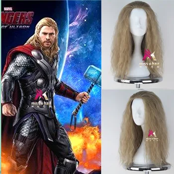 Thor Odinson Cosplay Wig The Avengers Curly Long Blonde Men Synthetic Hair for A