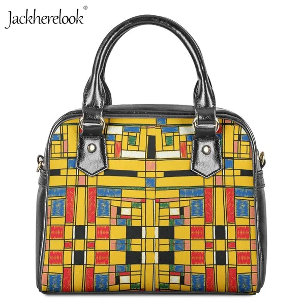 Jackherelook женская сумка Mondrian, цветная, художественная, с принтом, кожаная, на плечо, маленькая сумка, фирменный дизайн, через плечо, сумка-мессенджер, клатч - Цвет: HX379DL